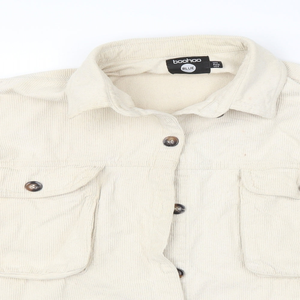 Boohoo Womens Beige   Basic Button-Up Size 14