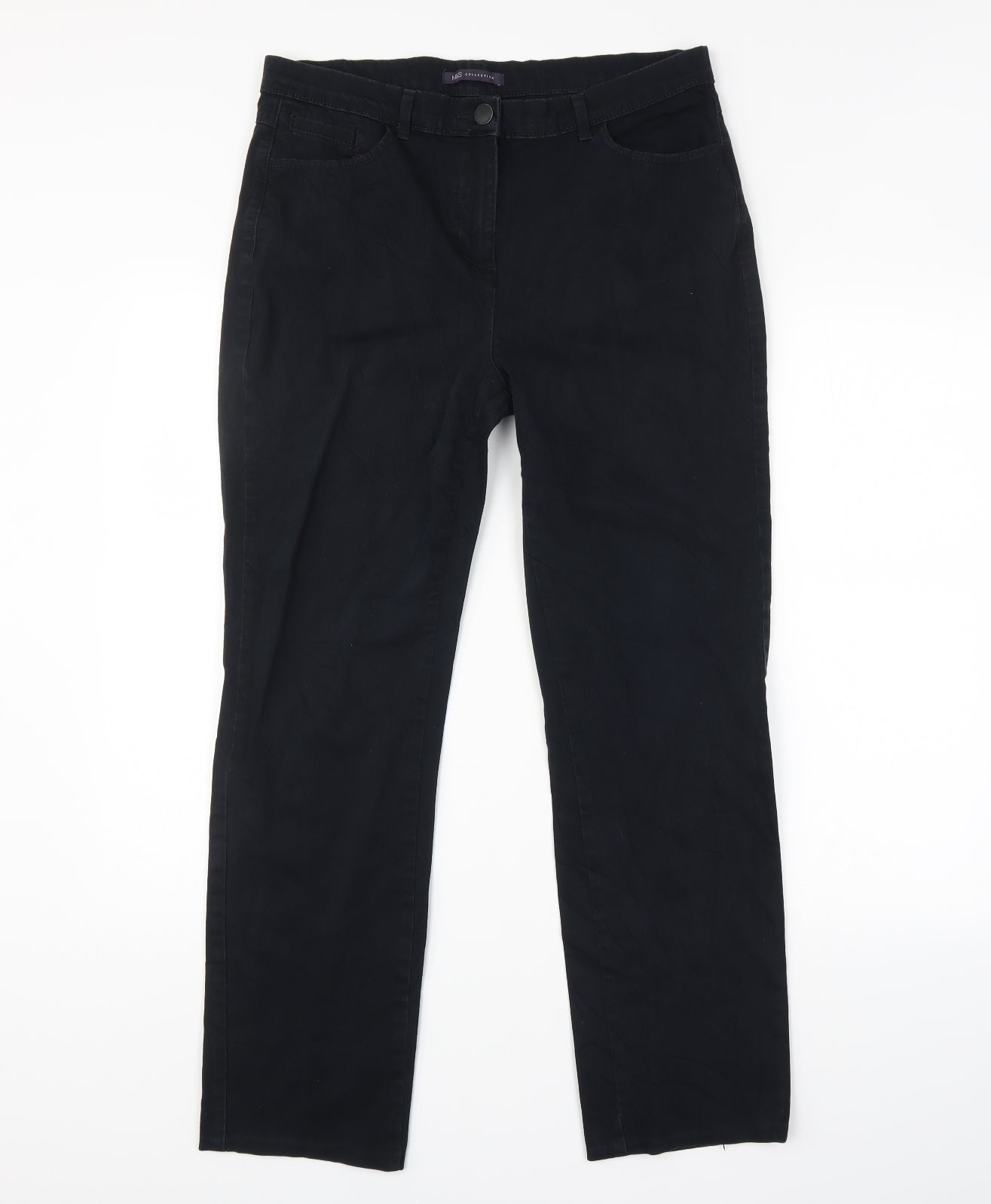 M&S Womens Black   Straight Jeans Size 14 L30 in
