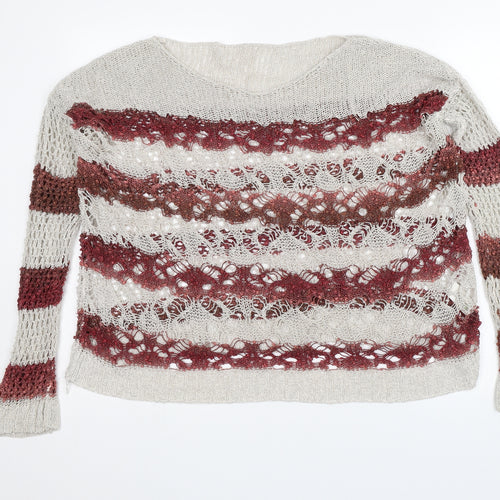 Matalan Womens Red Striped  Pullover Jumper Size L