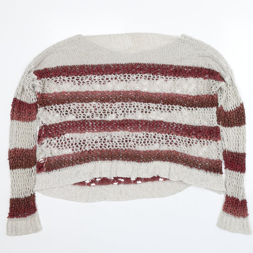 Matalan Womens Red Striped  Pullover Jumper Size L