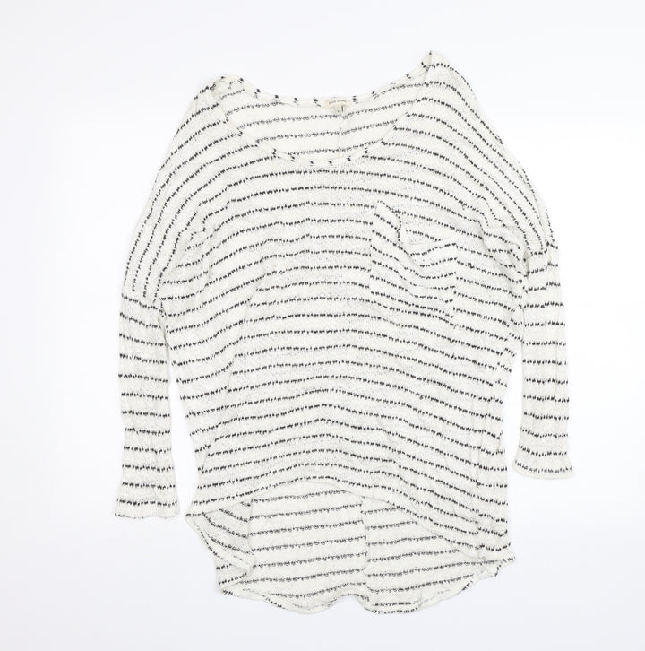 River Island Womens White Striped  Pullover Jumper Size 8