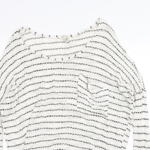 River Island Womens White Striped  Pullover Jumper Size 8