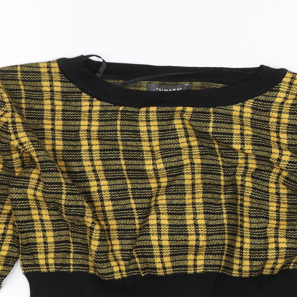 Primark Womens Yellow Plaid  Pullover Jumper Size S