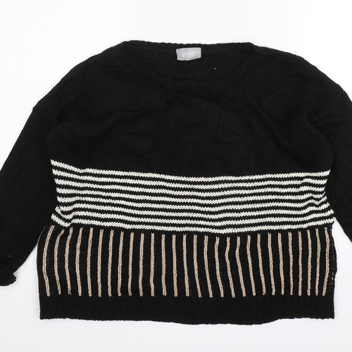 Wallis Womens Black Striped  Pullover Jumper Size M