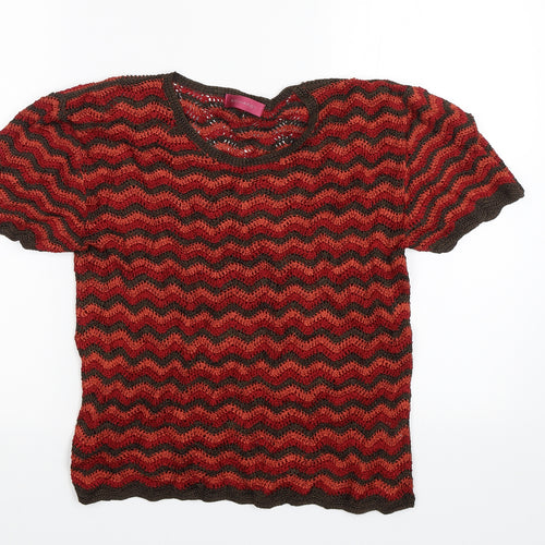 Richards Womens Red Striped  Basic Blouse Size L