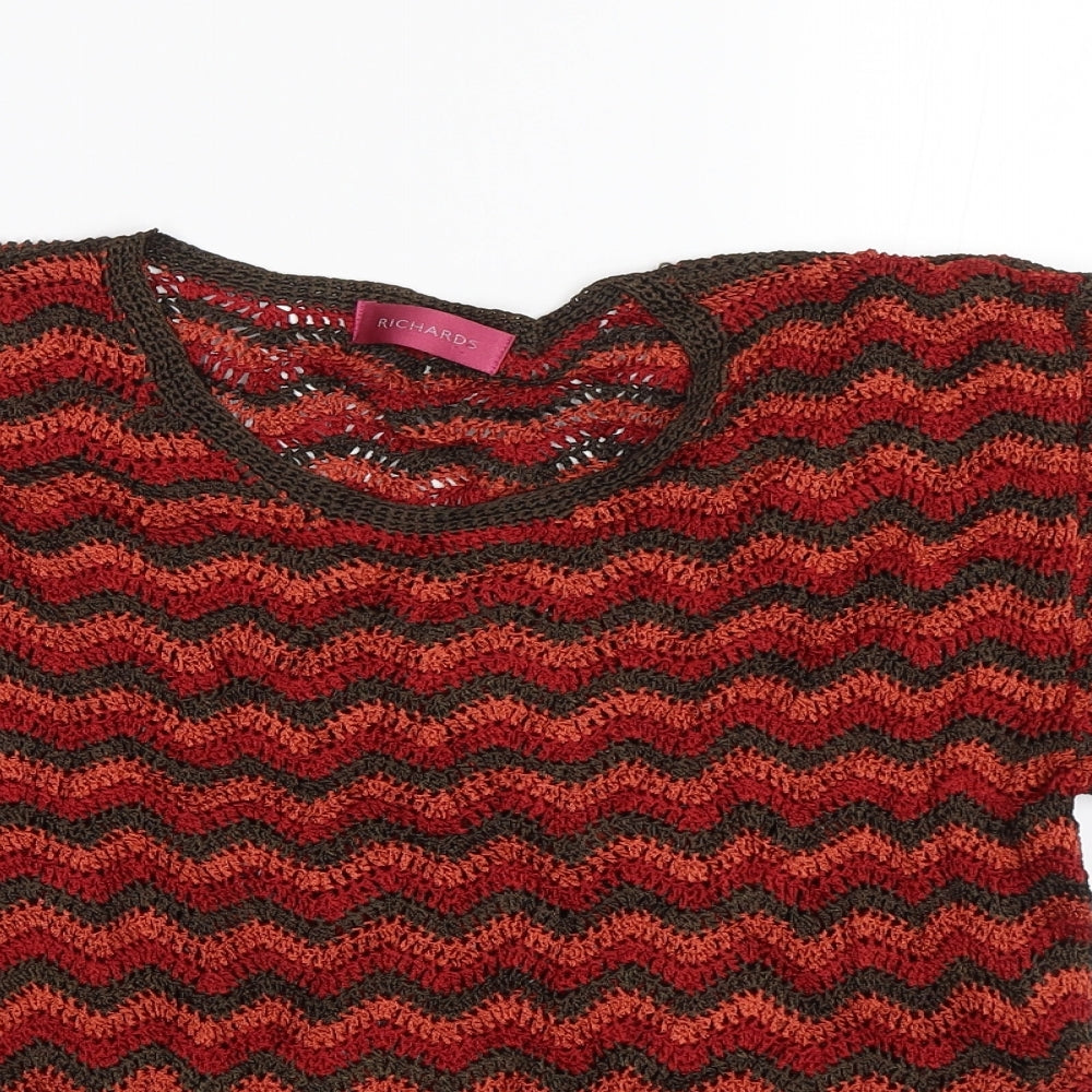 Richards Womens Red Striped  Basic Blouse Size L
