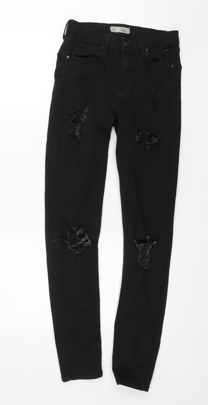 Topshop Womens Black Skinny Jeans Size 26 in L28 in