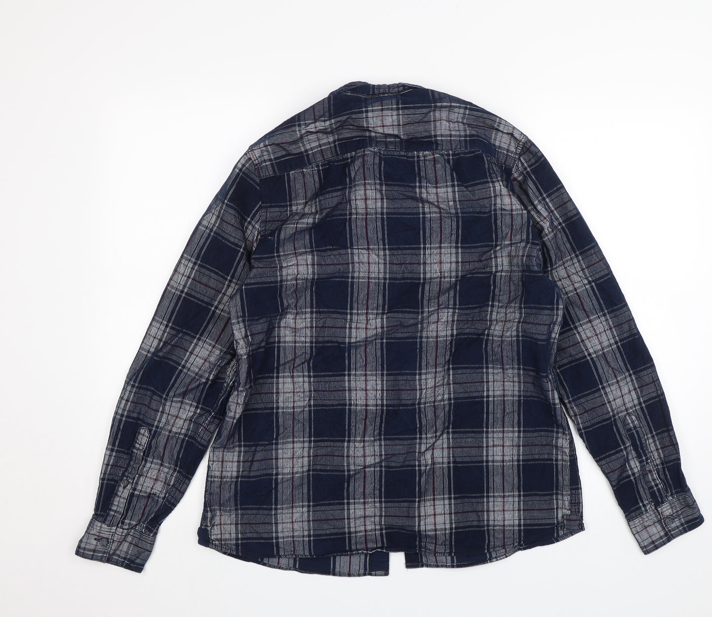 Burton Mens Blue Plaid   Dress Shirt Size M