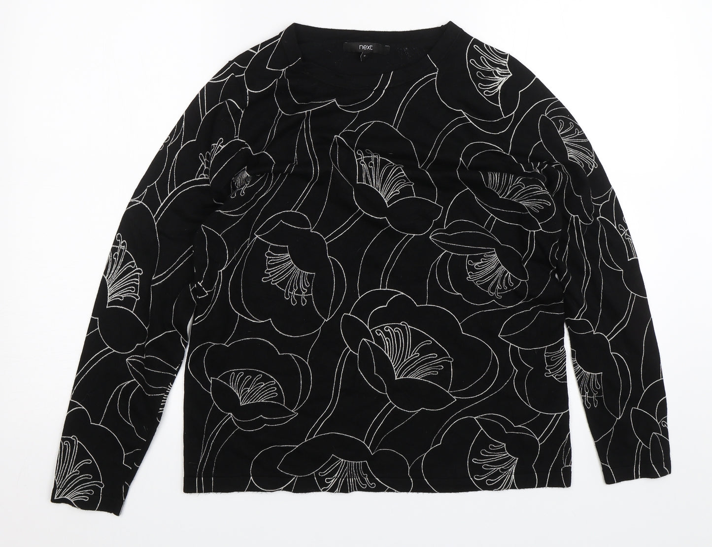 NEXT Womens Black Floral  Pullover Jumper Size 16