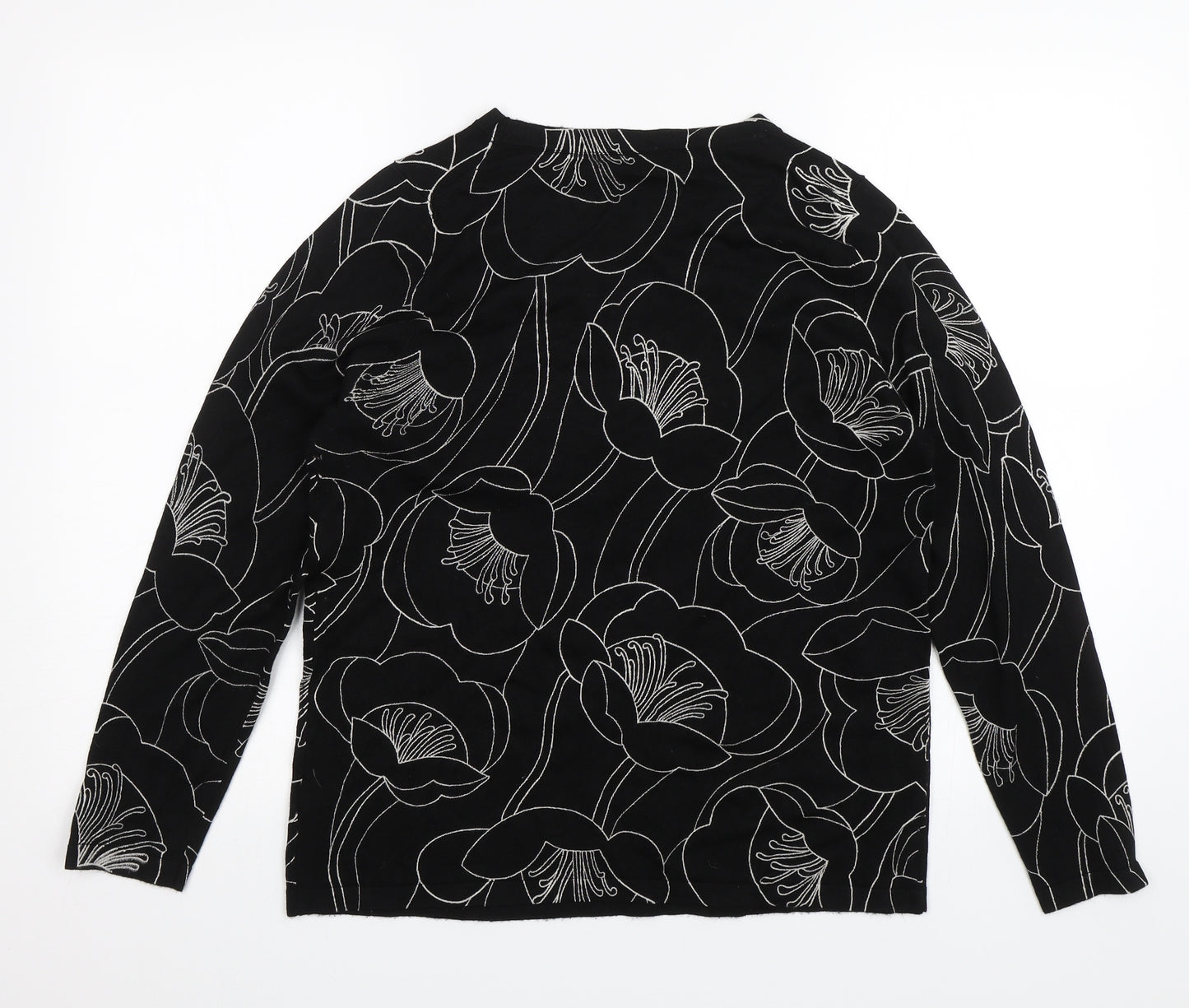 NEXT Womens Black Floral  Pullover Jumper Size 16