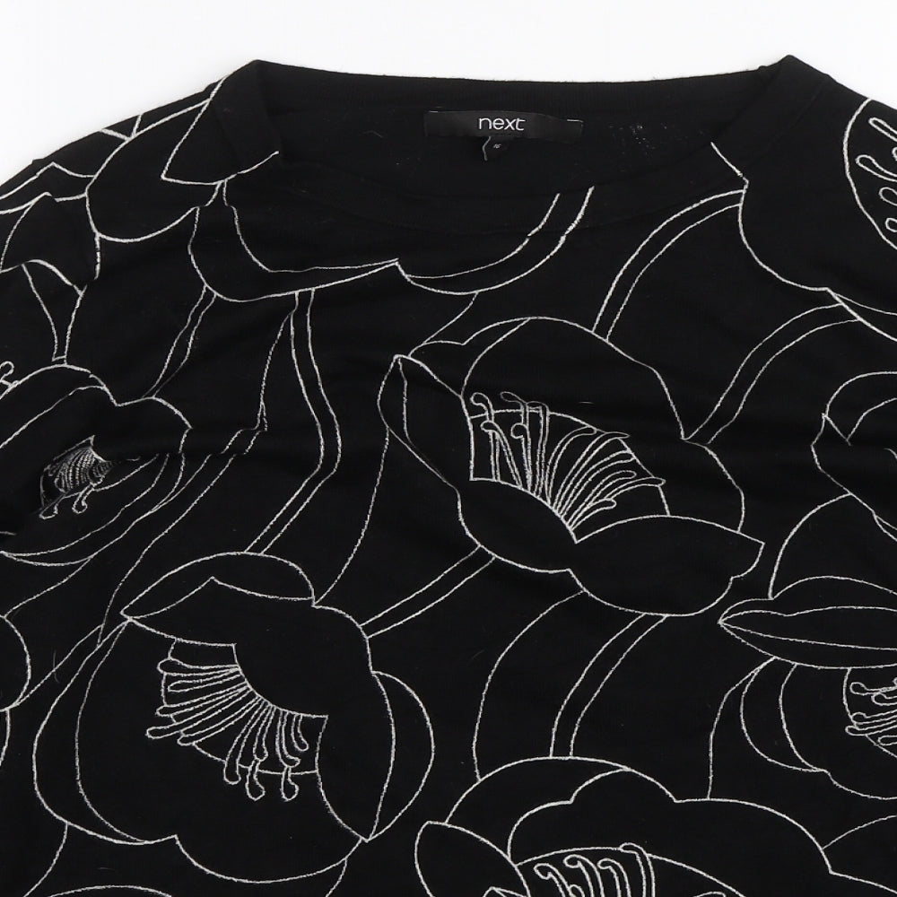 NEXT Womens Black Floral  Pullover Jumper Size 16