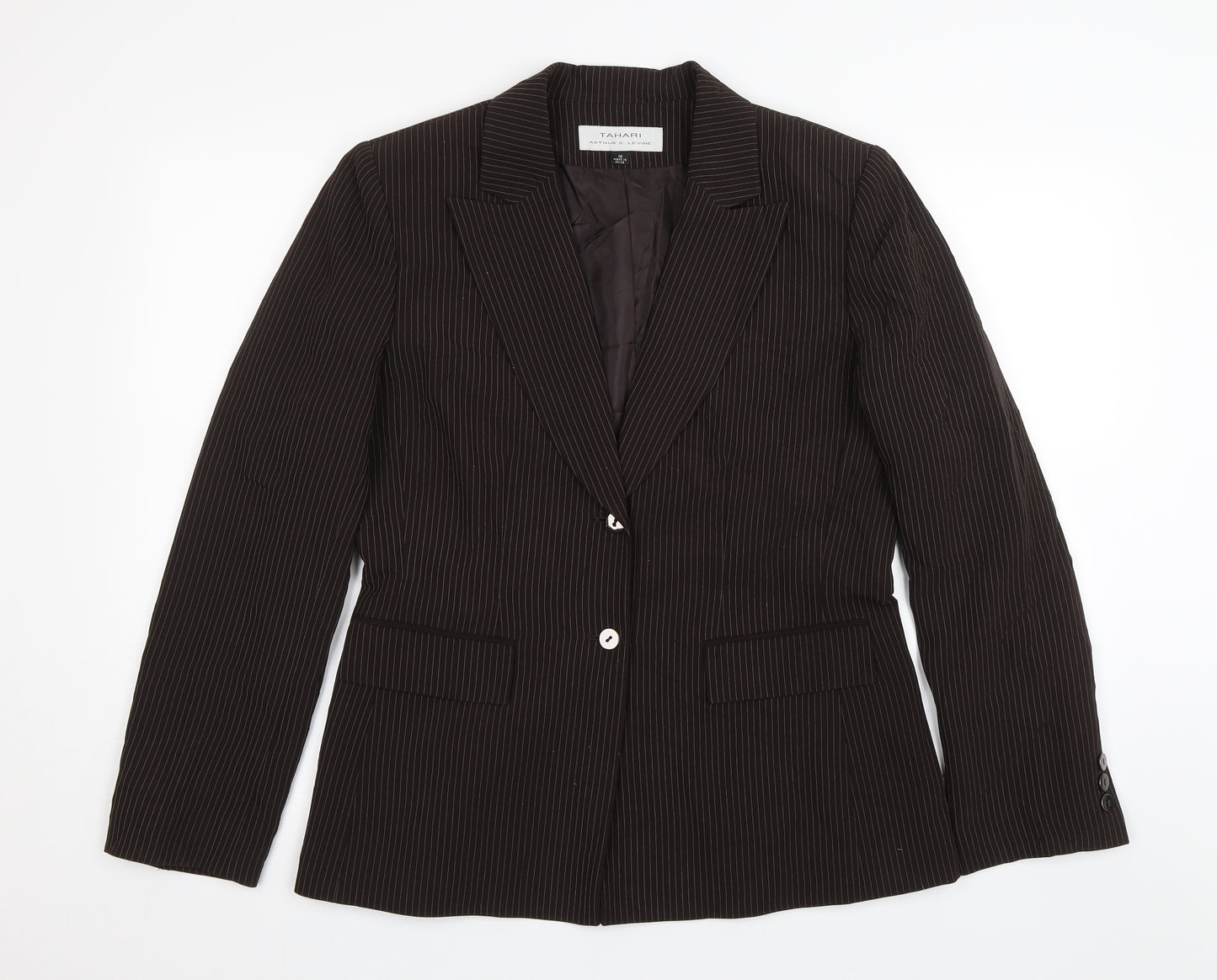 Tahari Womens Brown Striped  Jacket Blazer Size 10