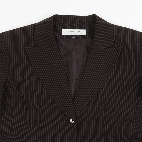 Tahari Womens Brown Striped  Jacket Blazer Size 10