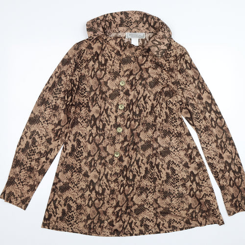 Simonton Says Womens Beige Animal Print  Basic Button-Up Size L