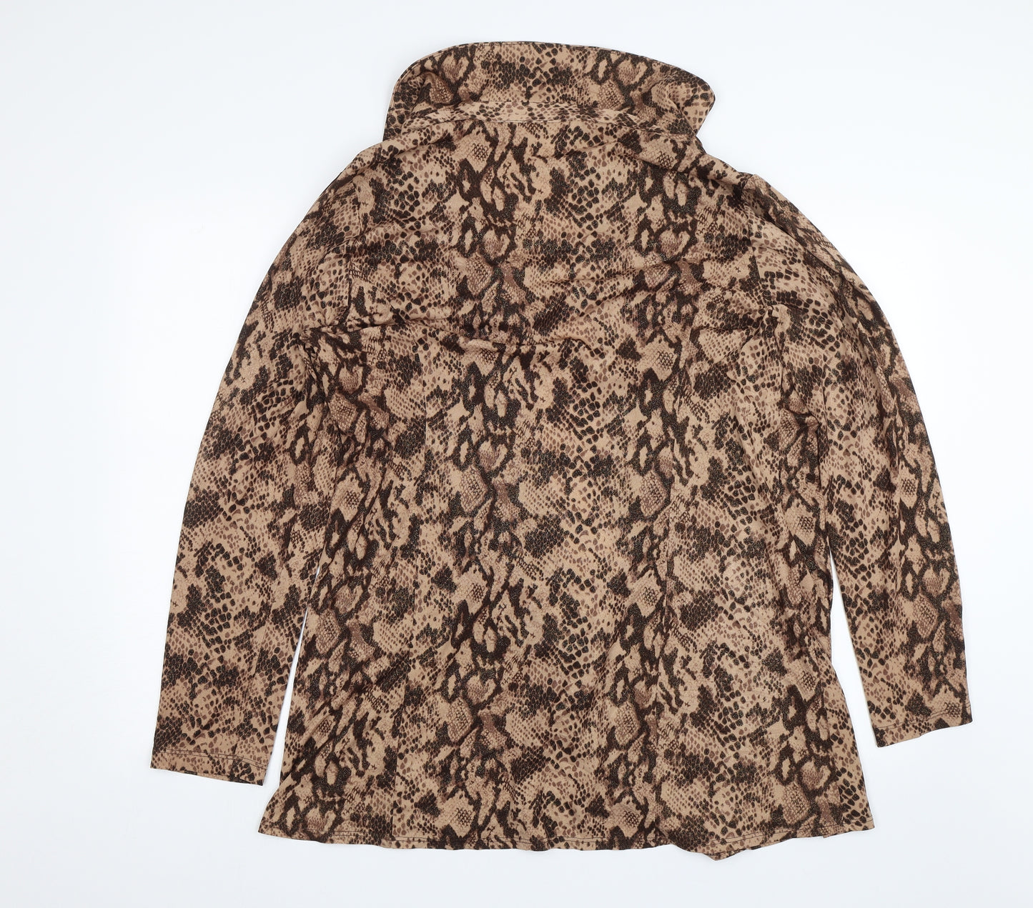 Simonton Says Womens Beige Animal Print  Basic Button-Up Size L