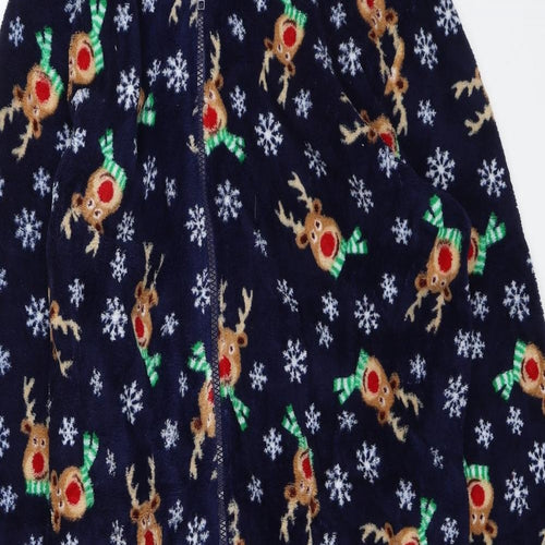 Preworn Mens Blue Solid   One Piece Size L  - Reindeer Christmas