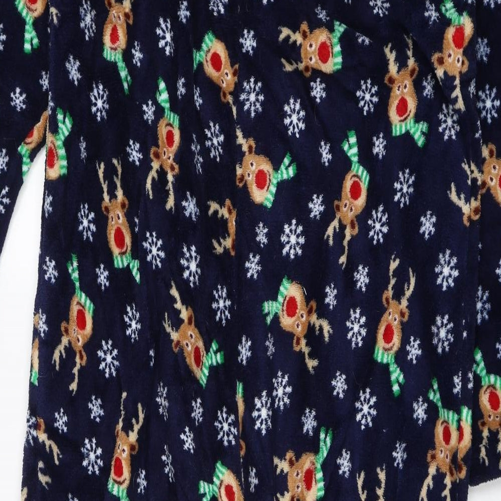 Preworn Mens Blue Solid   One Piece Size L  - Reindeer Christmas