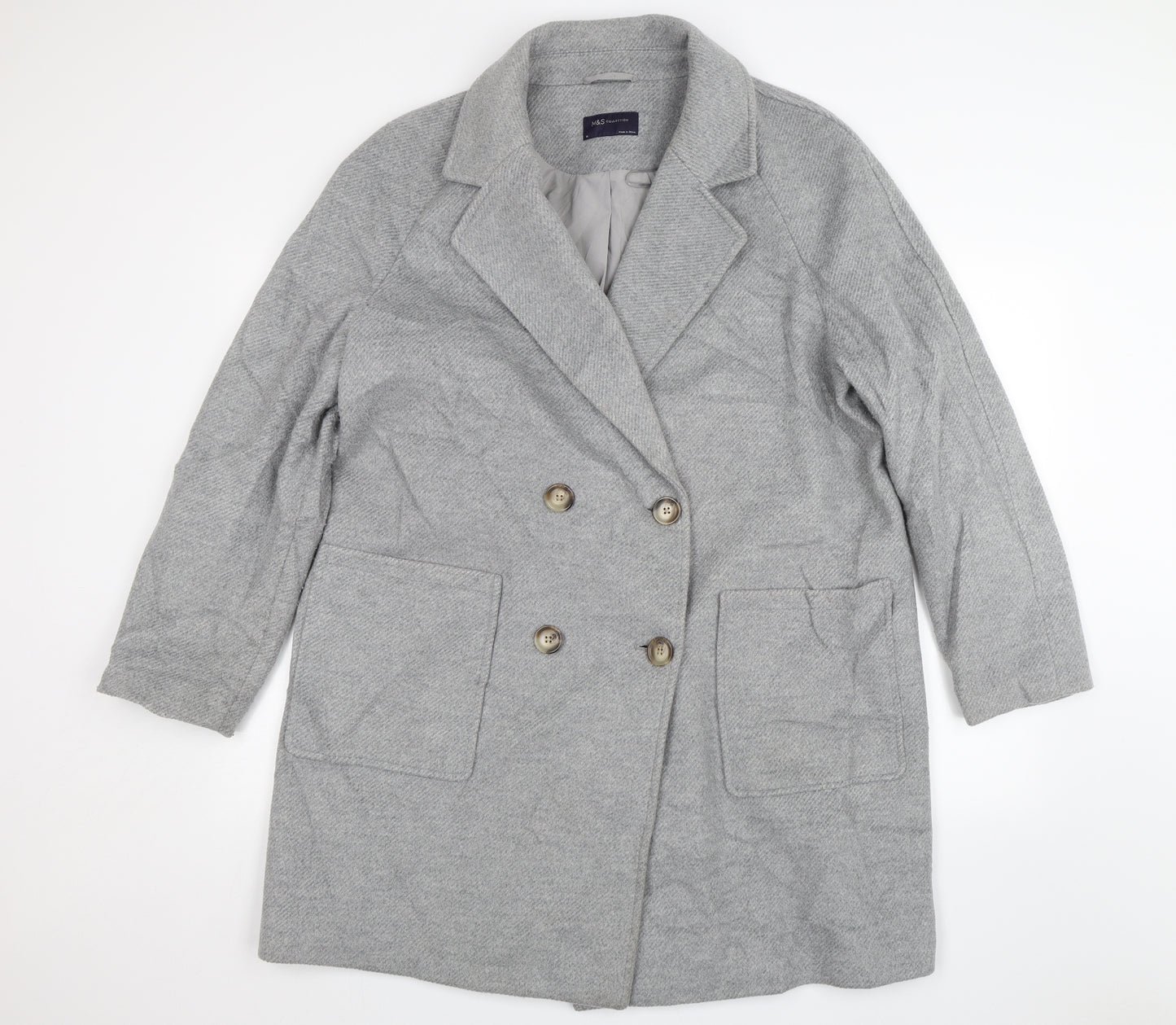 M&S Womens Grey   Pea Coat Jacket Size 16