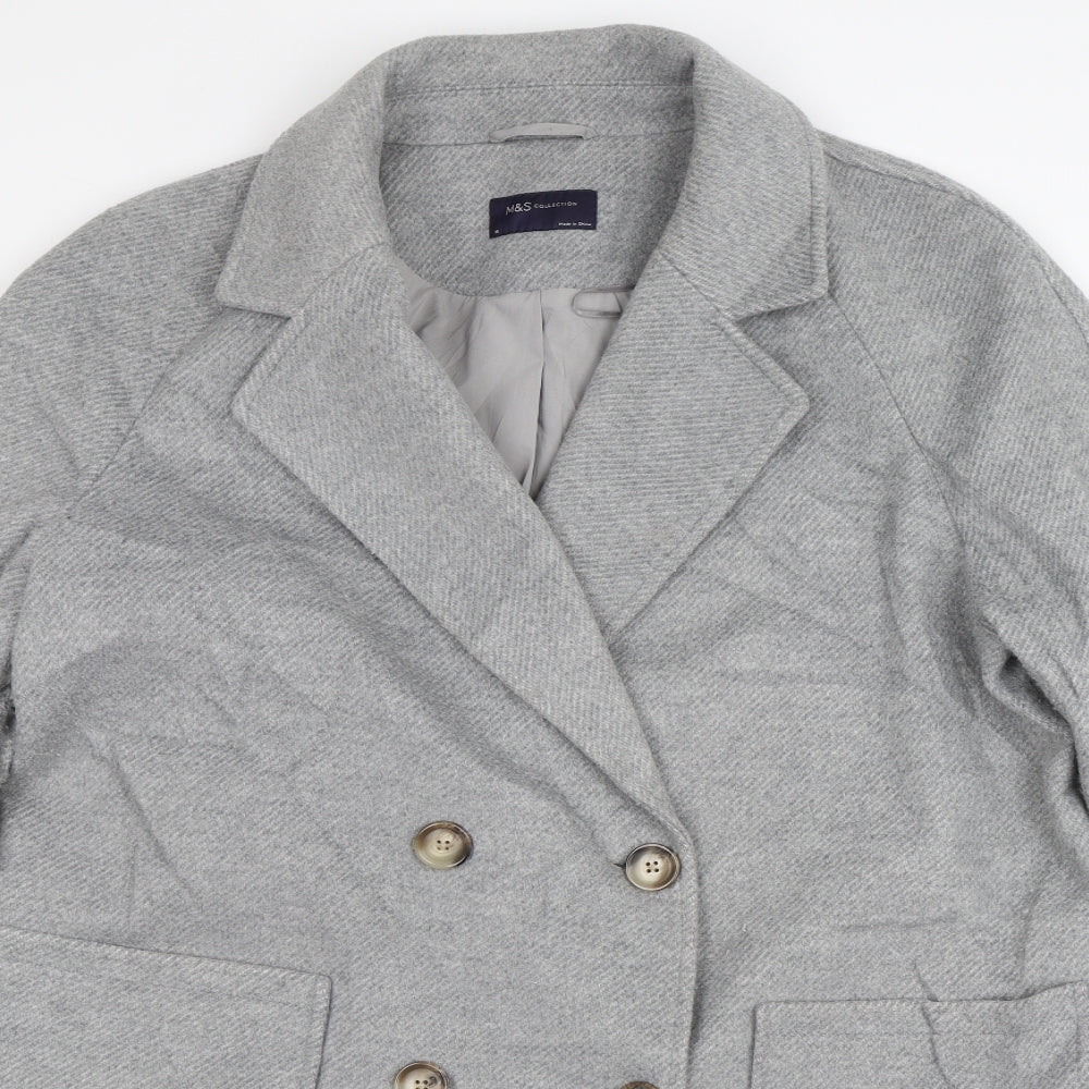 M&S Womens Grey   Pea Coat Jacket Size 16