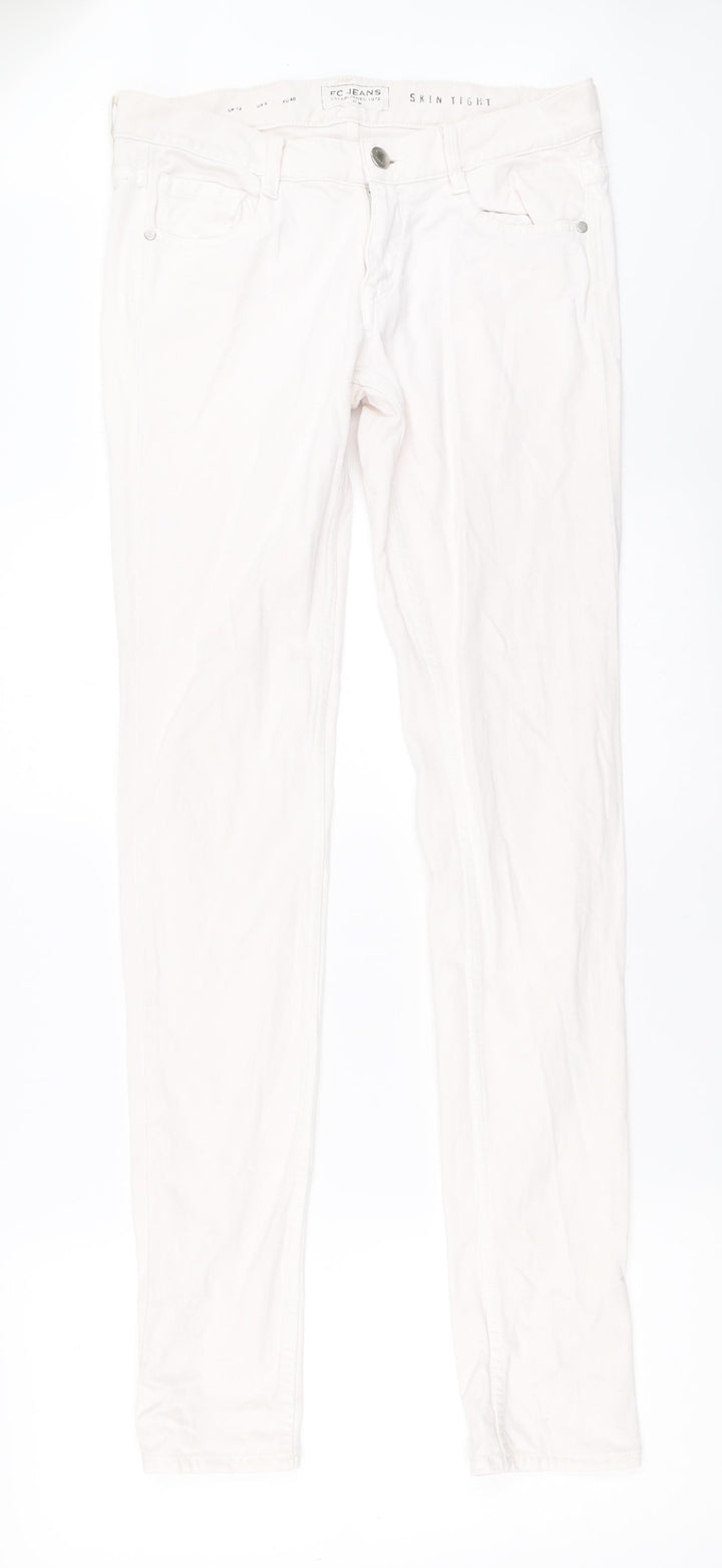 FC Jeans Womens White Denim Skinny Jeans Size 12 L32 in