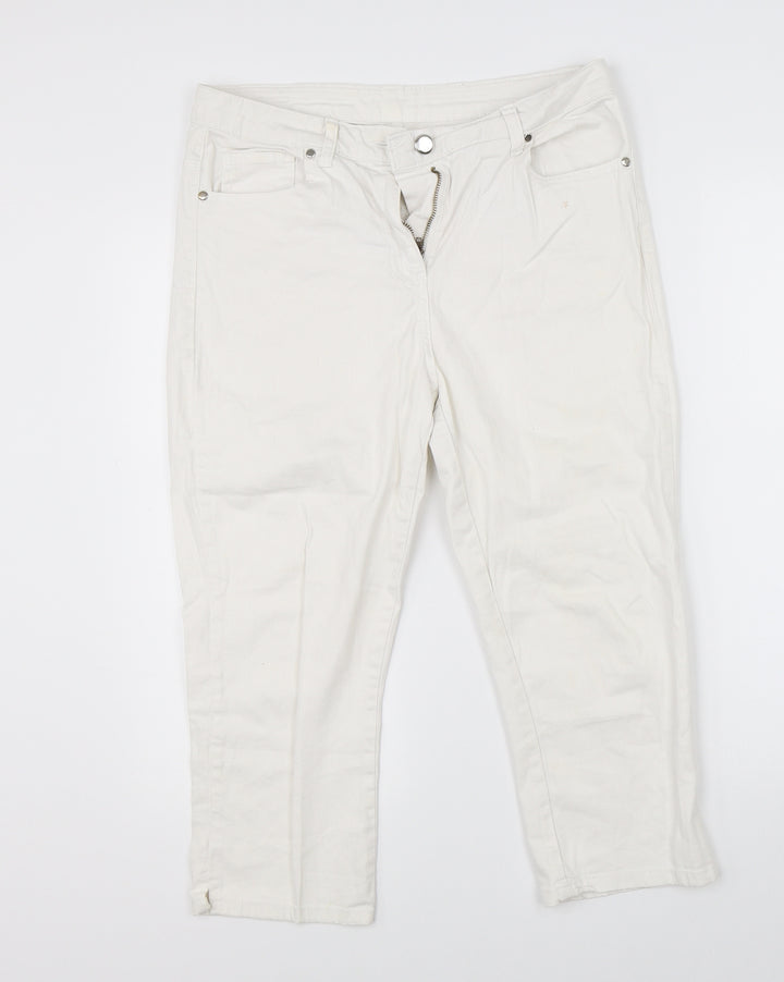Preworn Womens White  Denim Cropped Jeans Size 32 L20 in