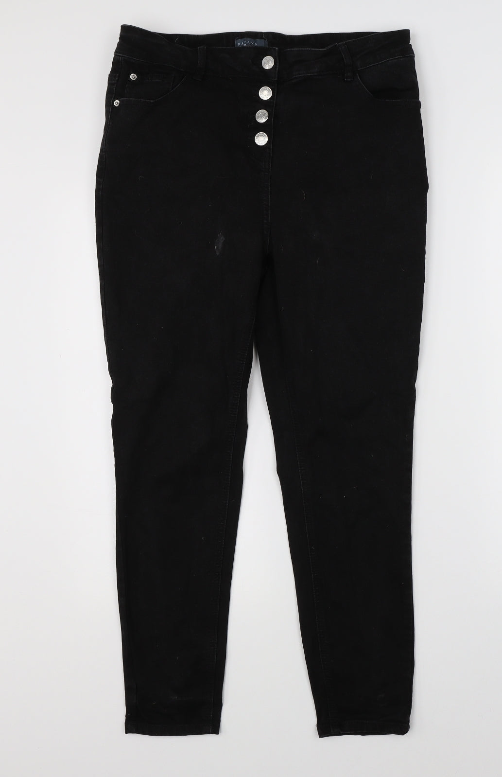 Papaya Womens Black  Denim Skinny Jeans Size 14 L24 in