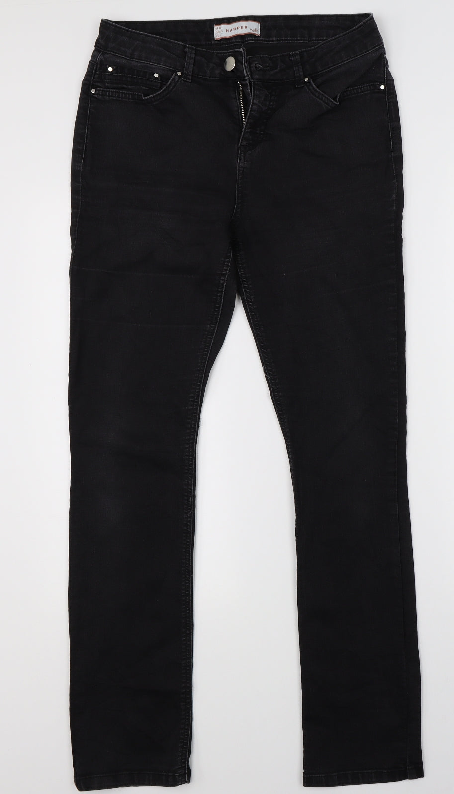 Wallis Womens Black  Denim Straight Jeans Size 12 L29 in