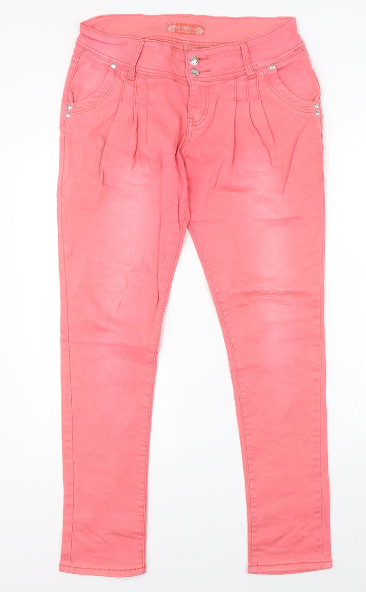 Preworn Womens Pink  Denim Straight Jeans Size 31 in L29 in