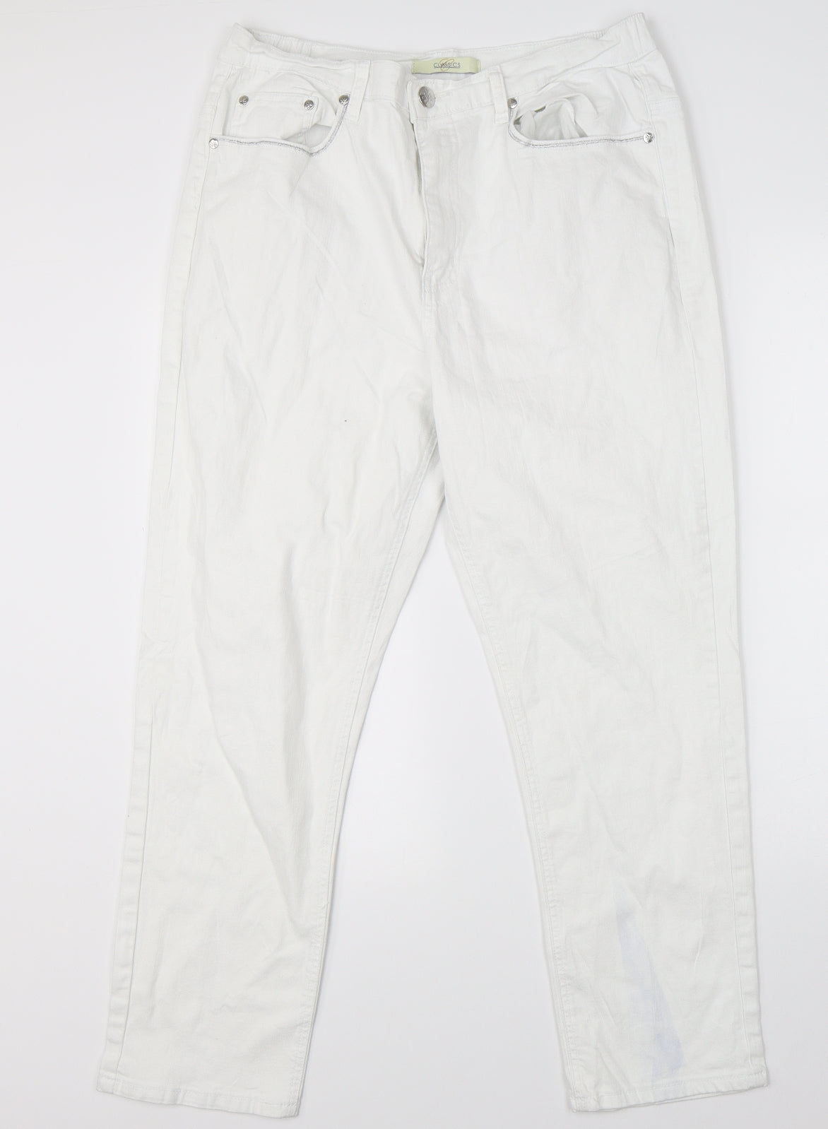 Classics Womens White  Denim Straight Jeans Size 16 L26 in