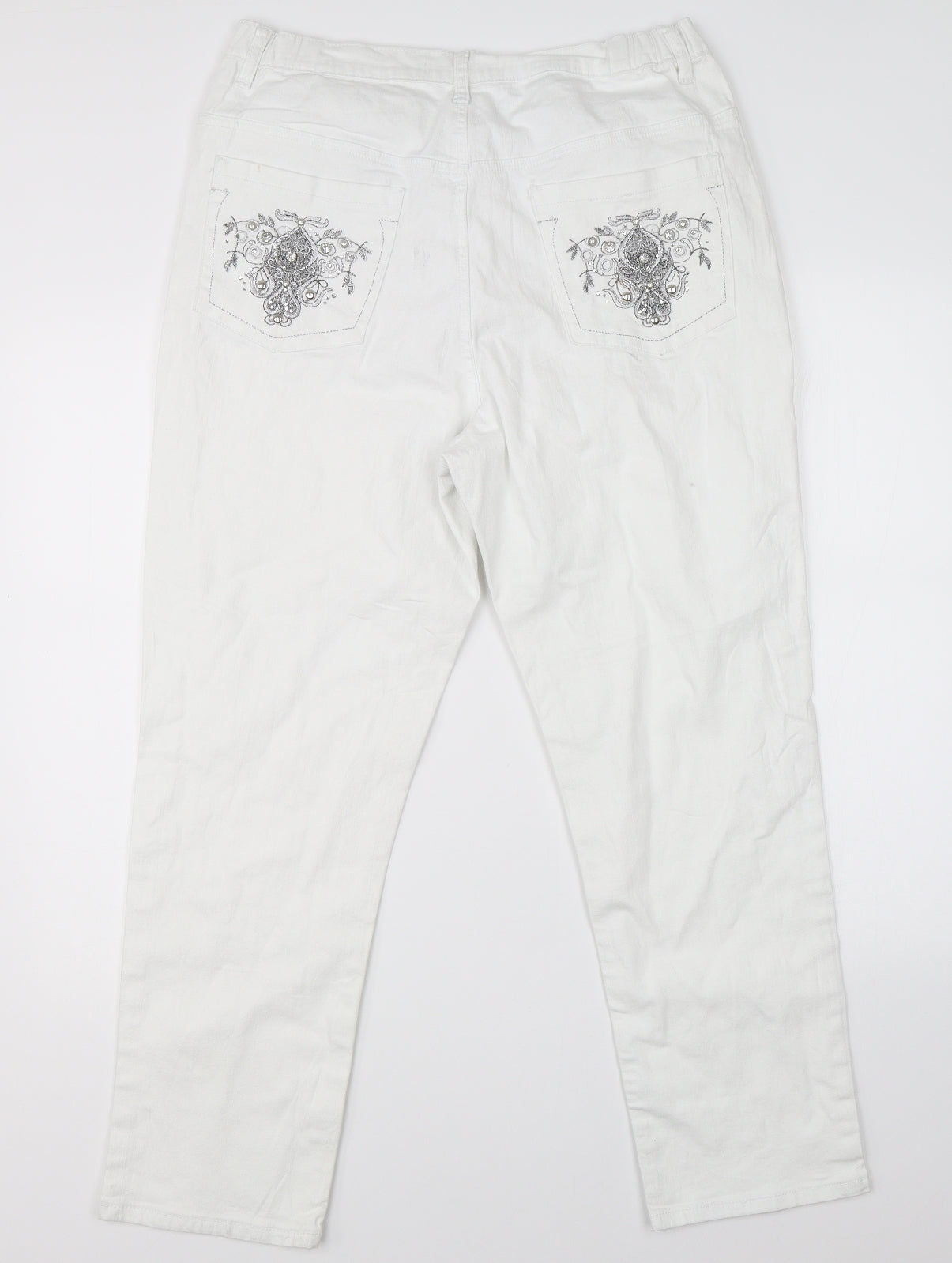 Classics Womens White  Denim Straight Jeans Size 16 L26 in