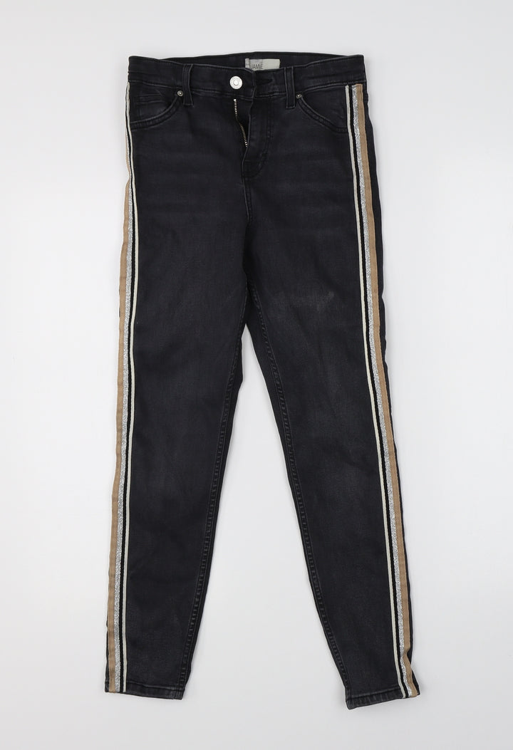 Topshop Womens Black Denim Straight Jeans Size 25 in L30 in