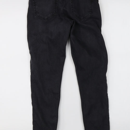 Topshop Womens Black  Denim Straight Jeans Size 25 in L30 in