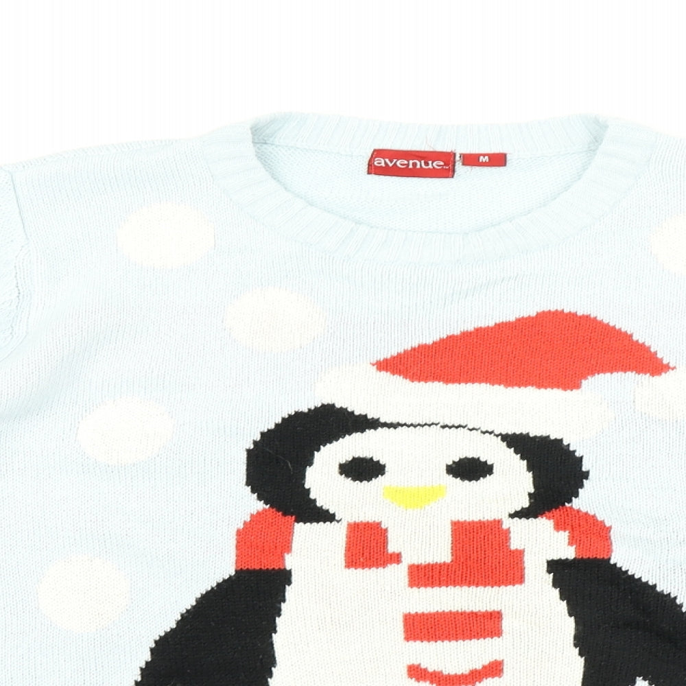 Avenue Womens Blue Polka Dot  Pullover Jumper Size M  - Christmas jumper