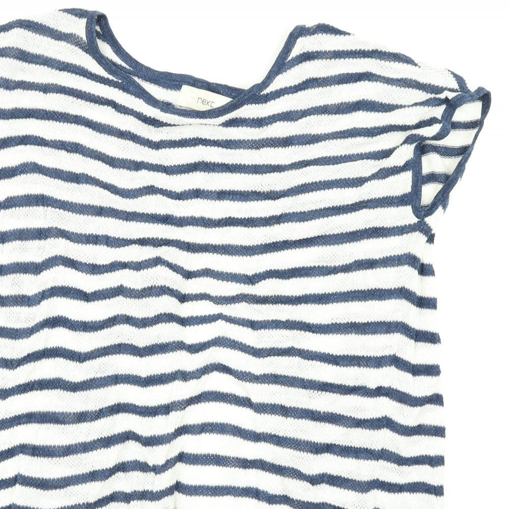 NEXT Womens Multicoloured Striped  Basic T-Shirt Size 12  - Tie back