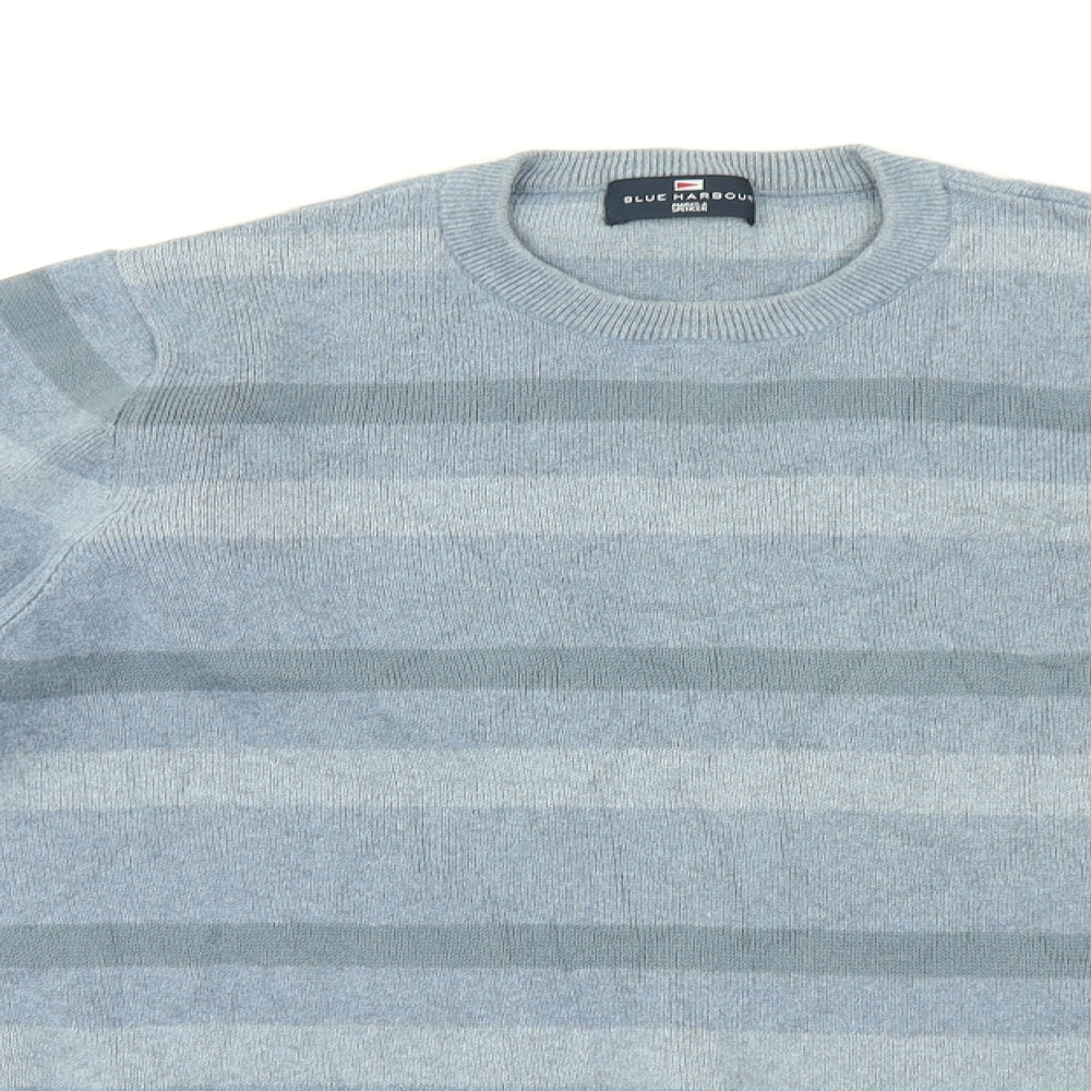 Blue Harbour Mens Blue Striped  Pullover Jumper Size S