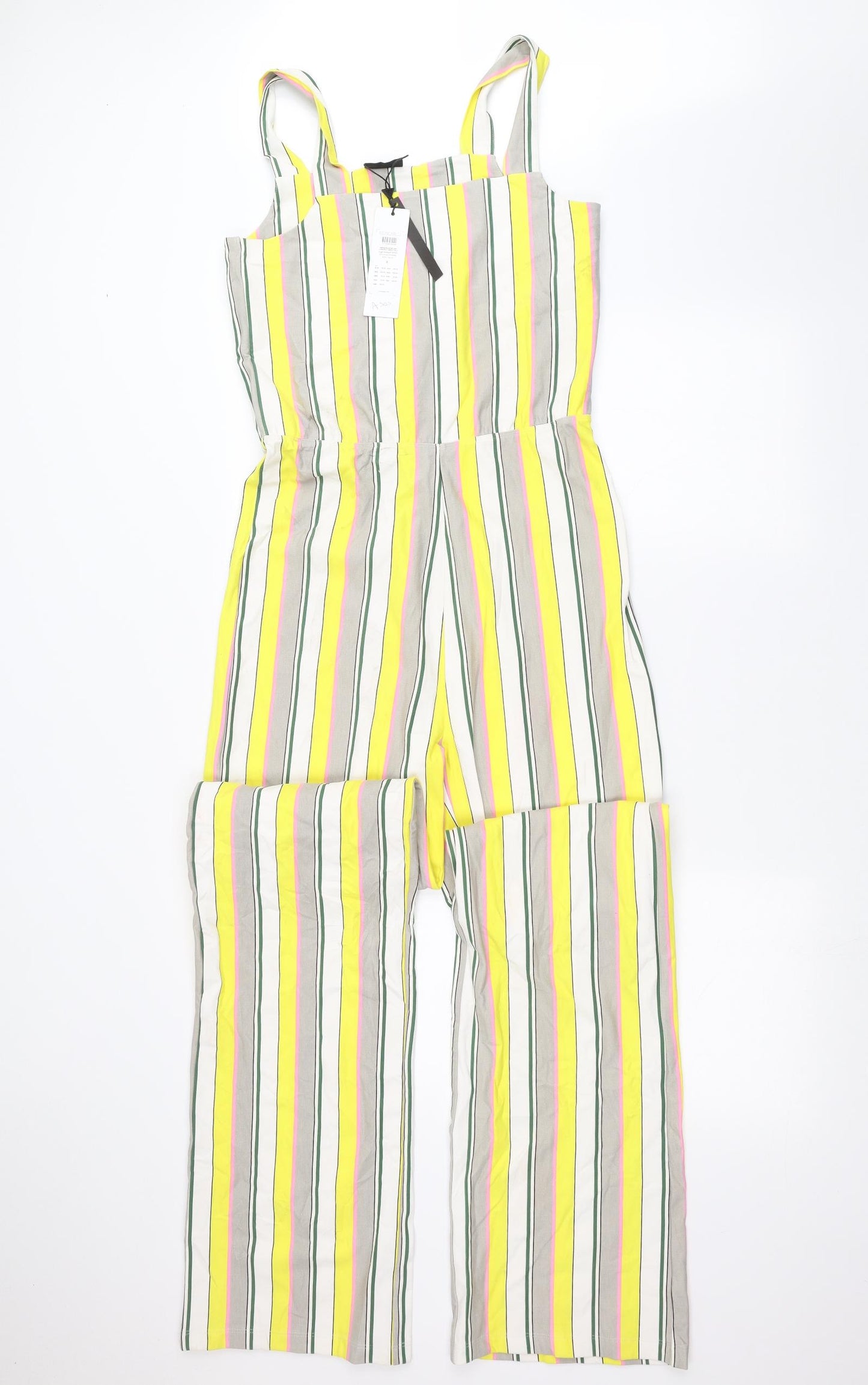 Noisey May Womens Yellow Striped  Jumpsuit One-Piece Size S