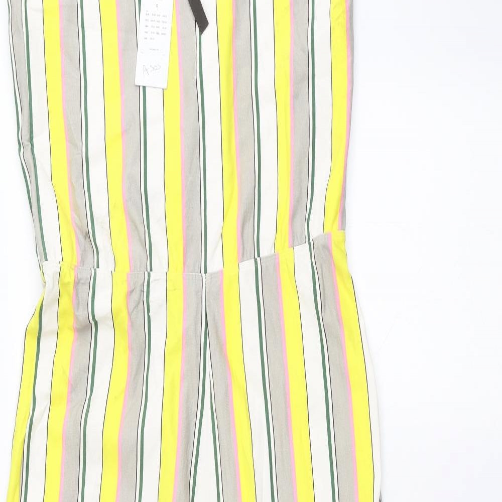 Noisey May Womens Yellow Striped  Jumpsuit One-Piece Size S
