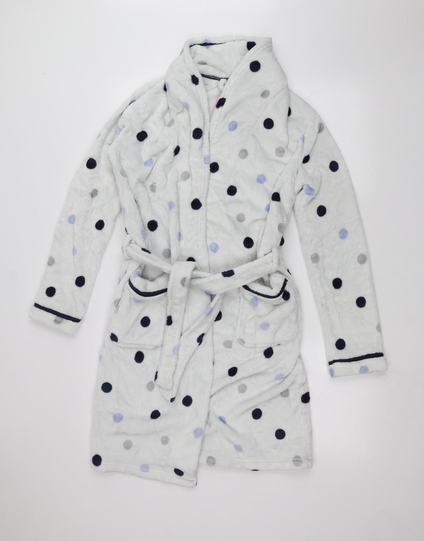 Preworn Womens White Polka Dot  Babydoll Robe Size XS
