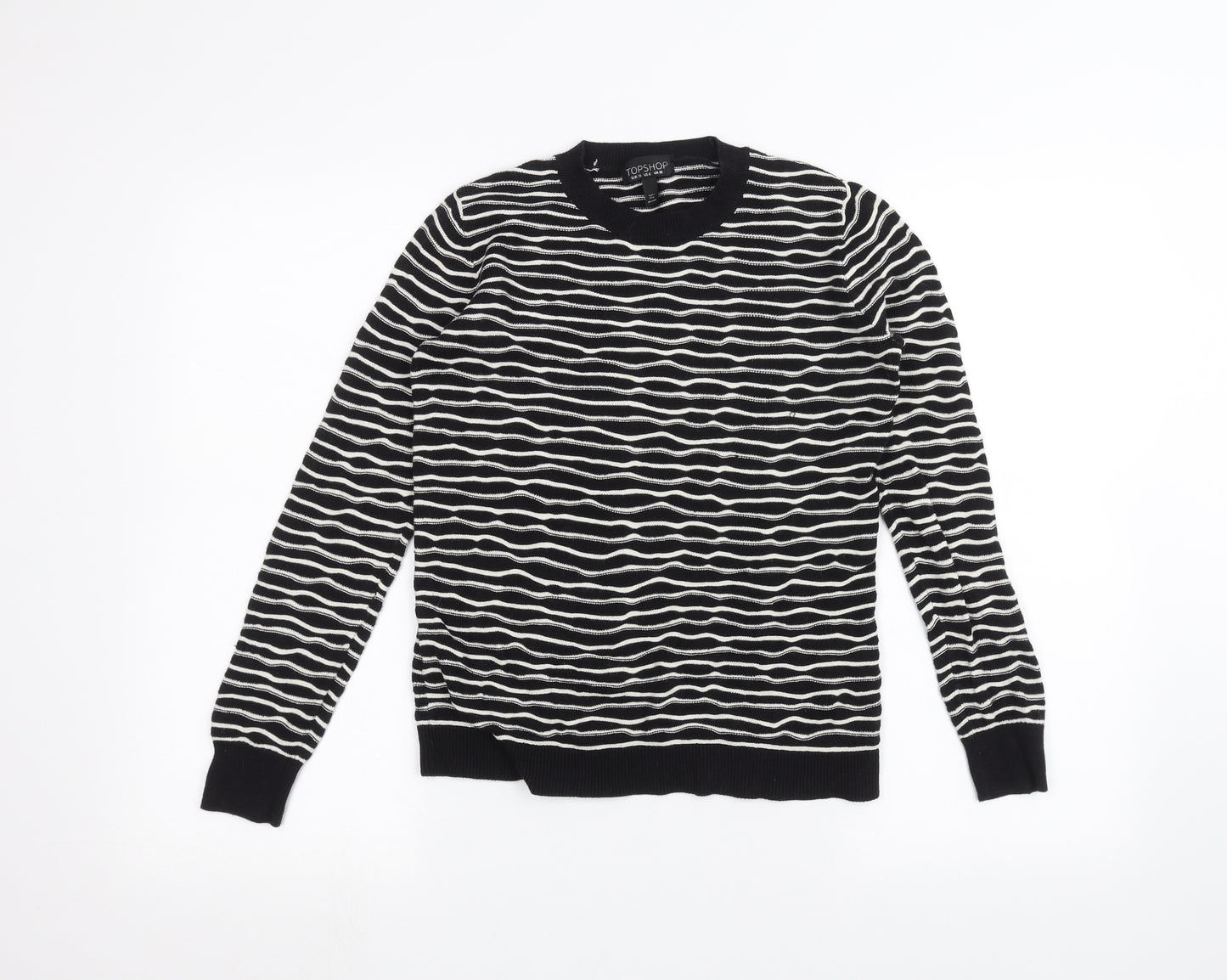 Topshop Womens Black Striped  Pullover Jumper Size 10
