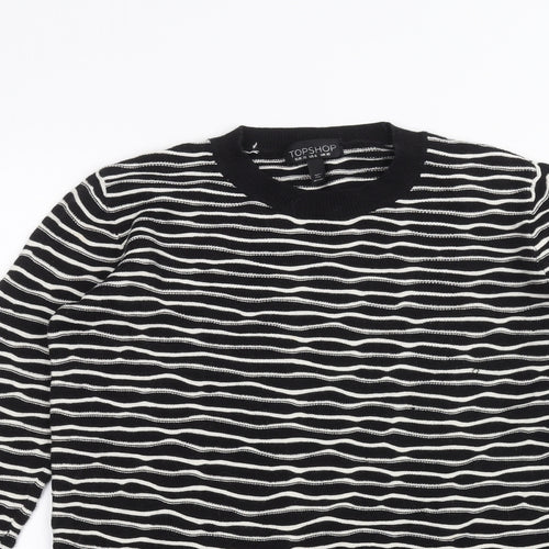 Topshop Womens Black Striped  Pullover Jumper Size 10