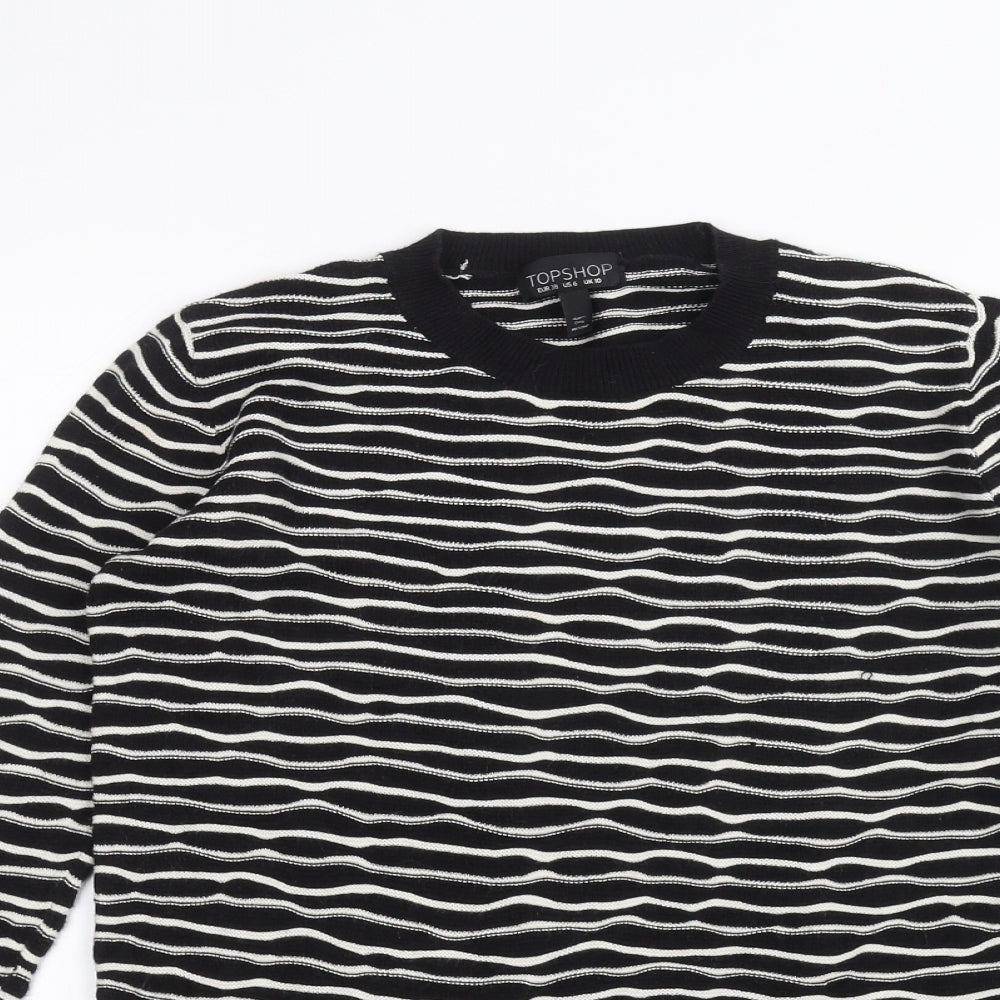 Topshop Womens Black Striped  Pullover Jumper Size 10