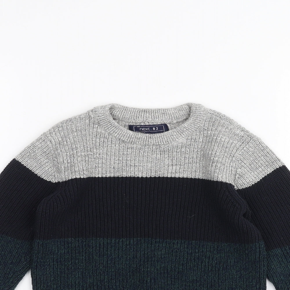 NEXT Boys Grey Striped  Pullover Jumper Size 4 Years