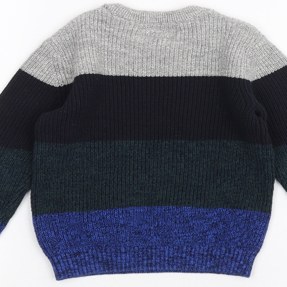 NEXT Boys Grey Striped  Pullover Jumper Size 4 Years