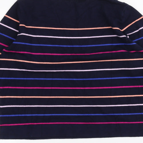 M&Co Womens Blue Striped  Basic T-Shirt Size 14