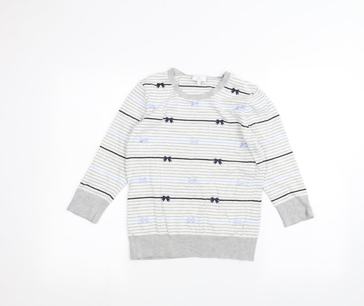 Country Club Womens White Striped Basic T-Shirt Size S