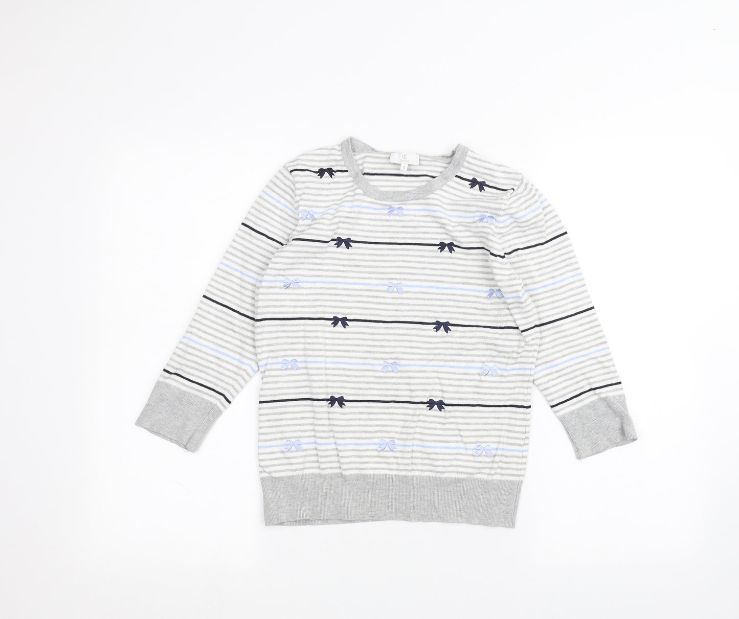 Country Club Womens White Striped  Basic T-Shirt Size S