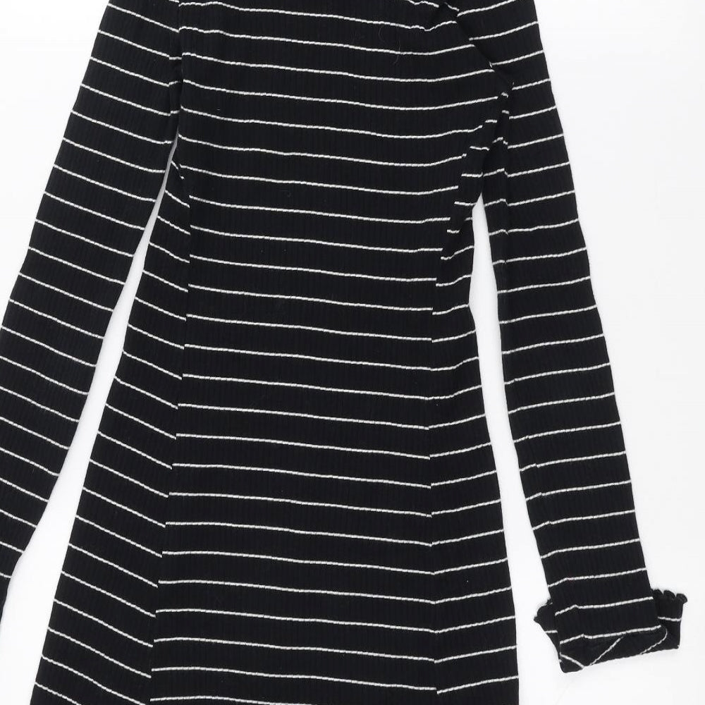 Preworn Womens Blue Striped  Basic T-Shirt Size XS