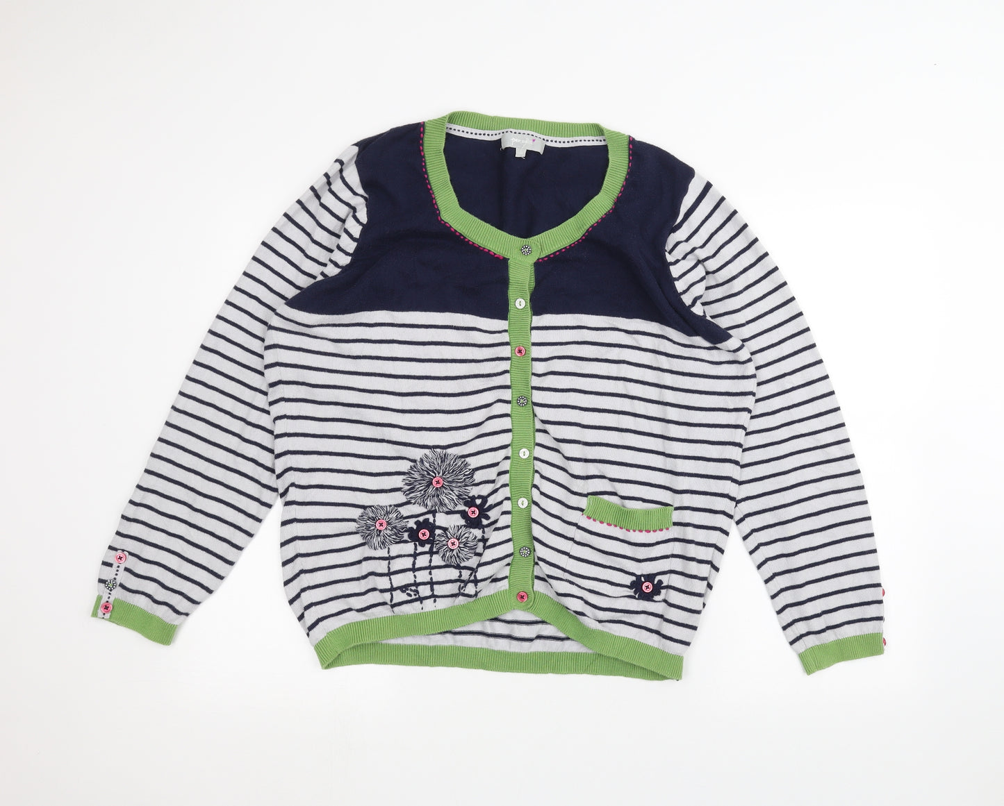 Per Una Womens Grey Striped  Cardigan Jumper Size 20