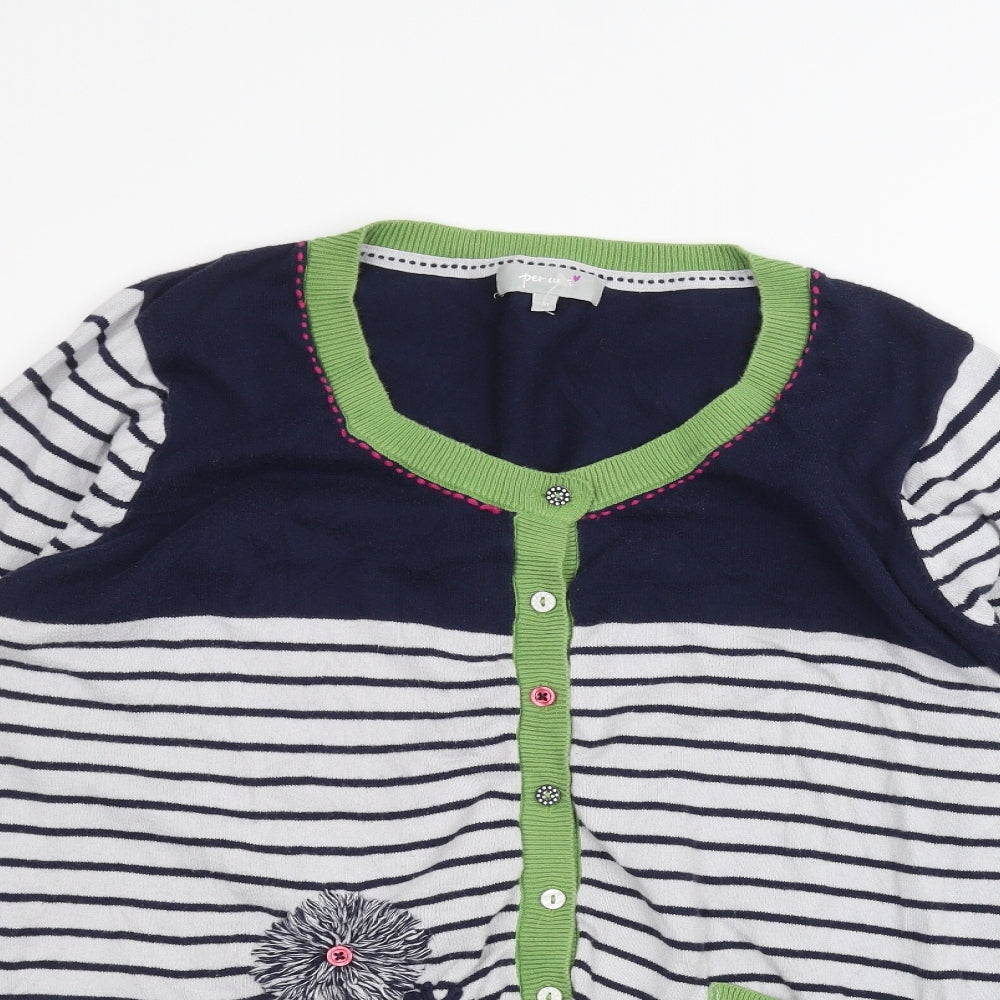 Per Una Womens Grey Striped  Cardigan Jumper Size 20