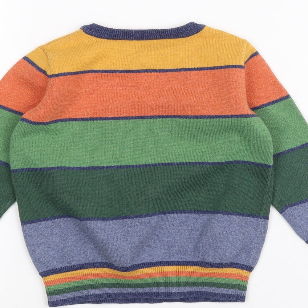 John Lewis Boys Green Striped  Pullover Jumper Size 4 Years